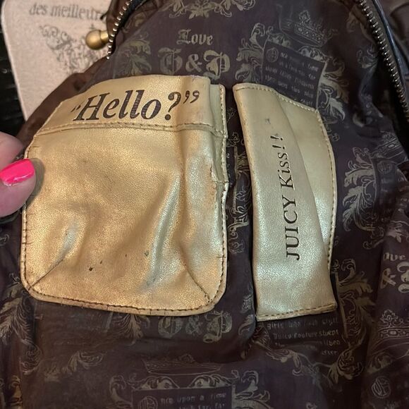 VINTAGE LEATHER JUICY COUTURE SATCHEL/bag/purse/pocketbook brown leather - Picture 9 of 14